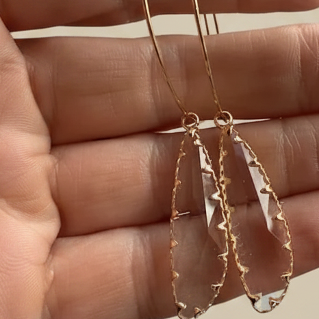 Extra Large Bling Glass Drop Hoops