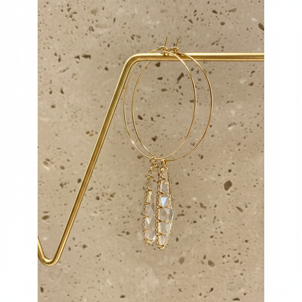 Extra Large Bling Glass Drop Hoops