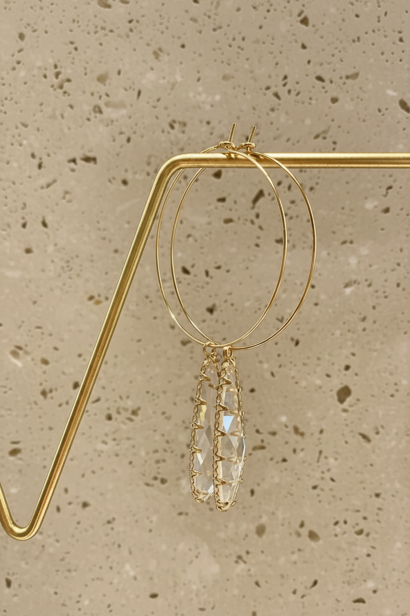 Extra Large Bling Glass Drop Hoops