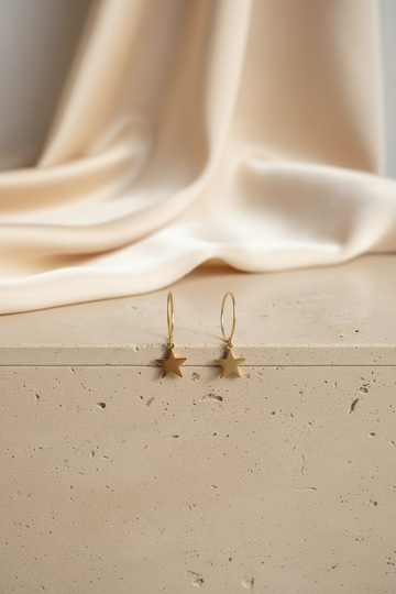 Pretty Daint Gold Plated Little Star Hoop
