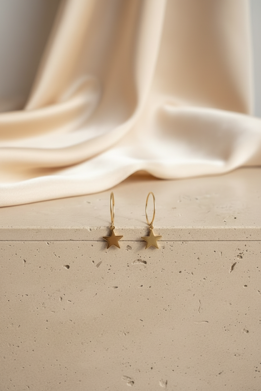 Pretty Daint Gold Plated Little Star Hoop