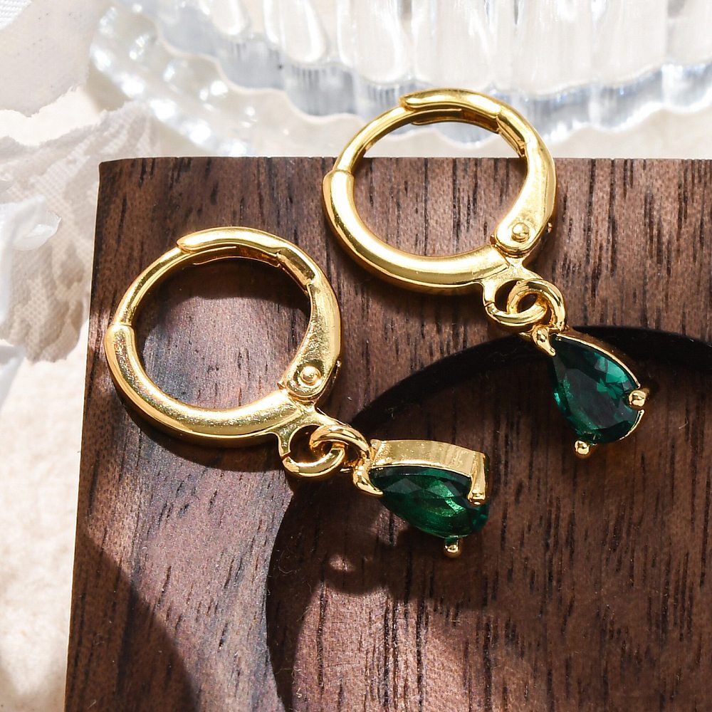 Emerald Green Elegance Huggie Hoop Earrings
