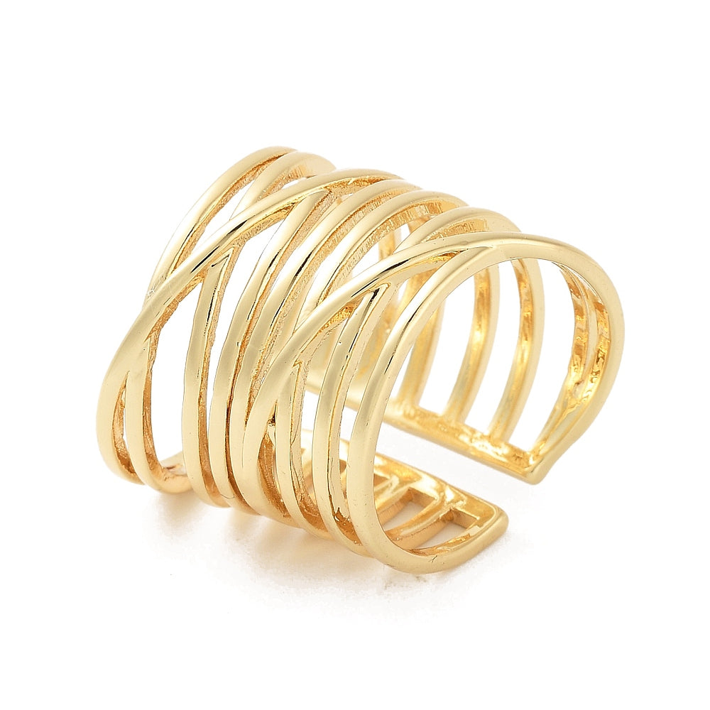 Statement Gold Plated Long Band Wrap Ring