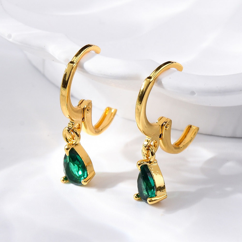 Emerald Green Elegance Huggie Hoop Earrings