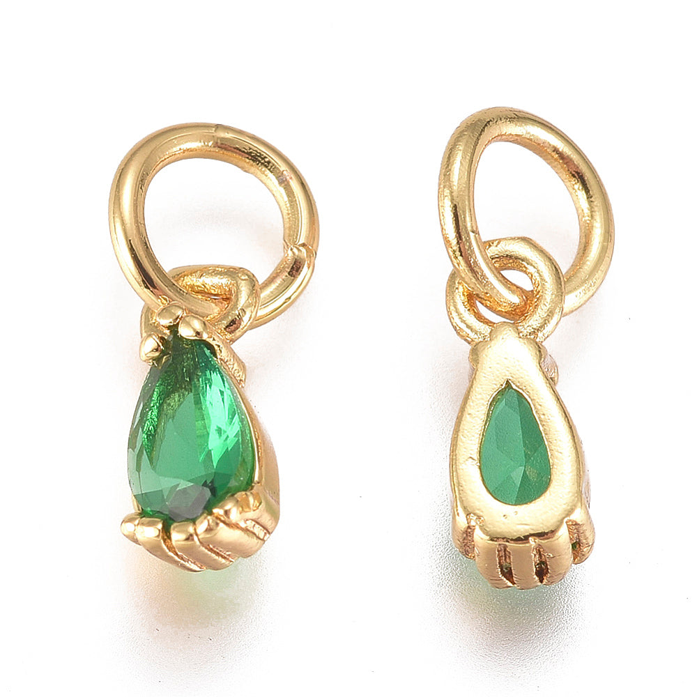 Emerald Green Tiny Teardop Earring and  Necklace Set