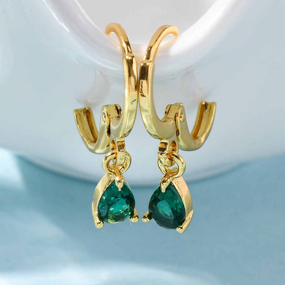 Emerald Green Elegance Huggie Hoop Earrings