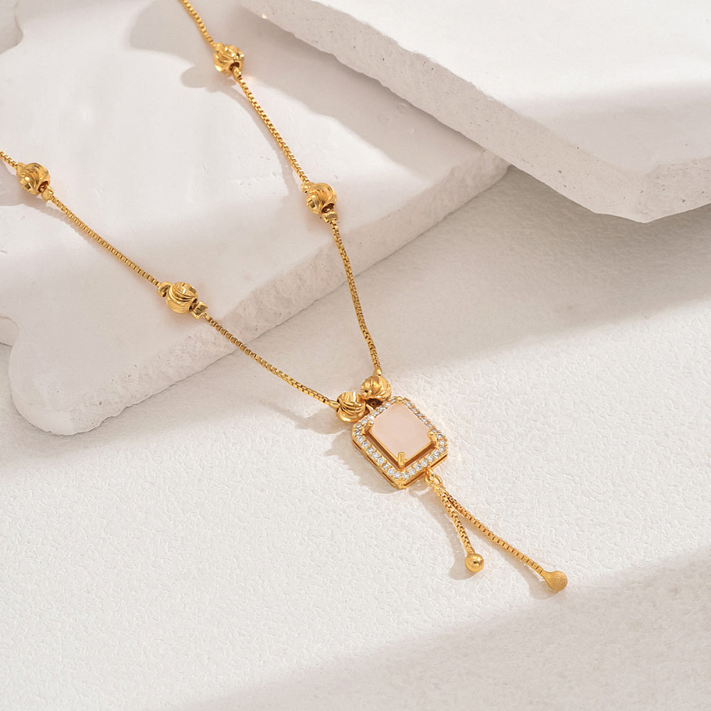 Vintage Style Rose Tassel Pendant Necklace