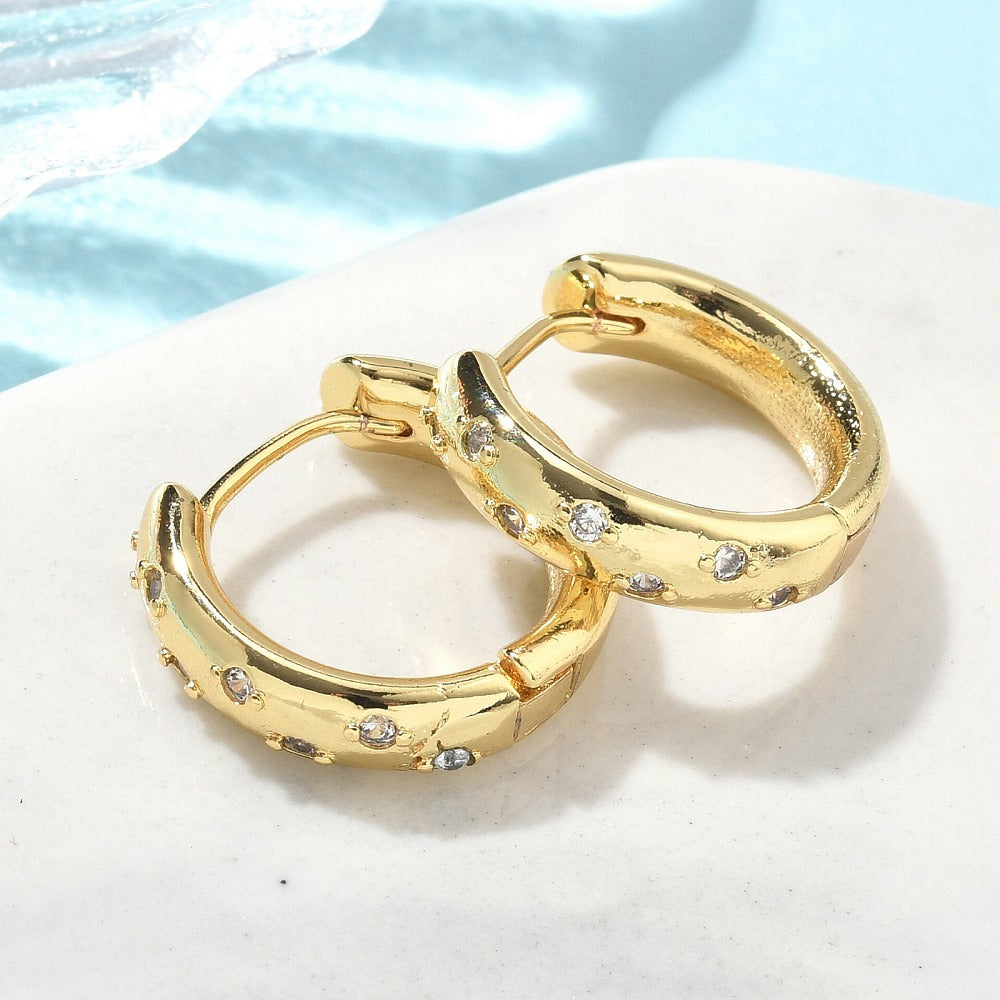 Chunky Cubic Zircon Huggie Earrings