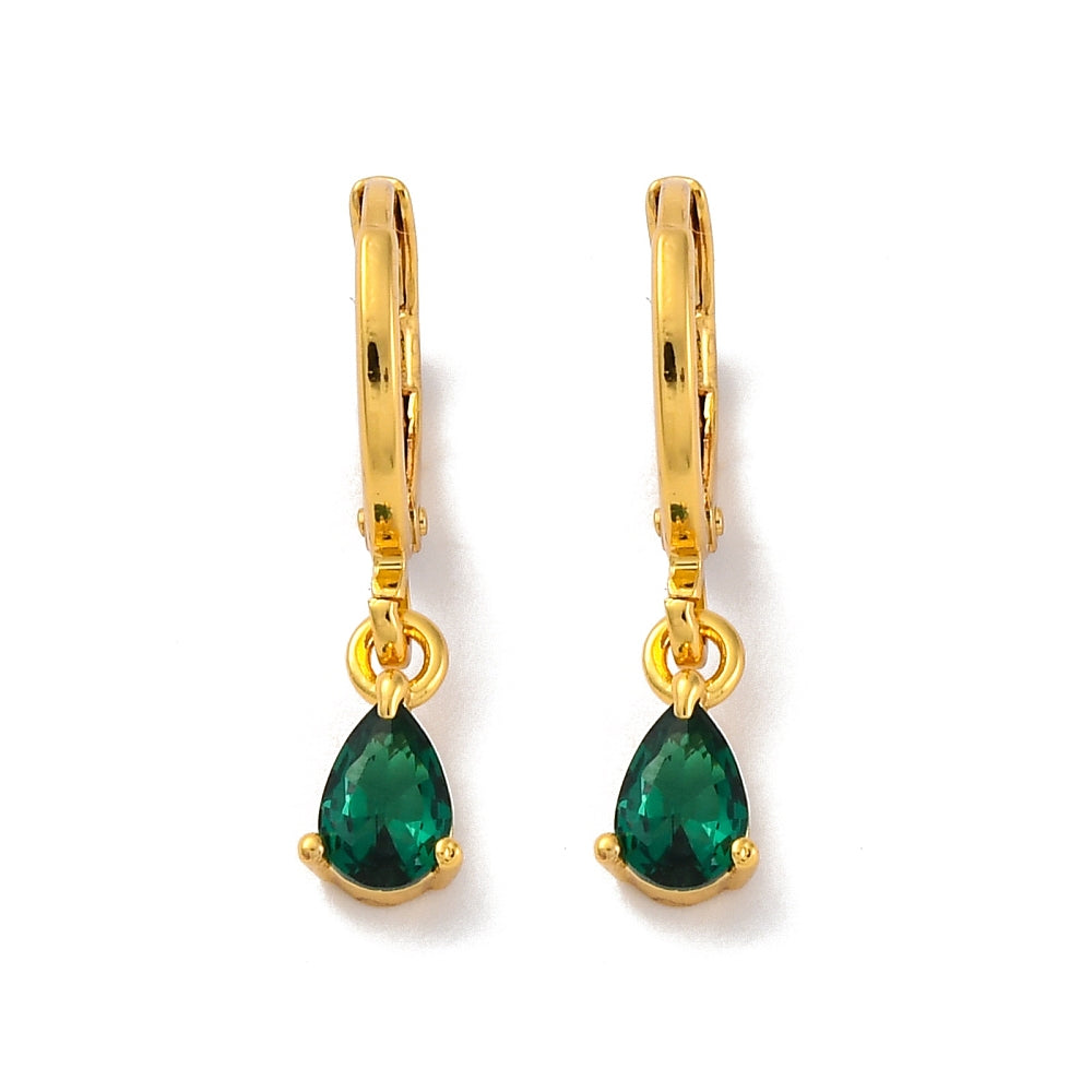 Emerald Green Elegance Huggie Hoop Earrings