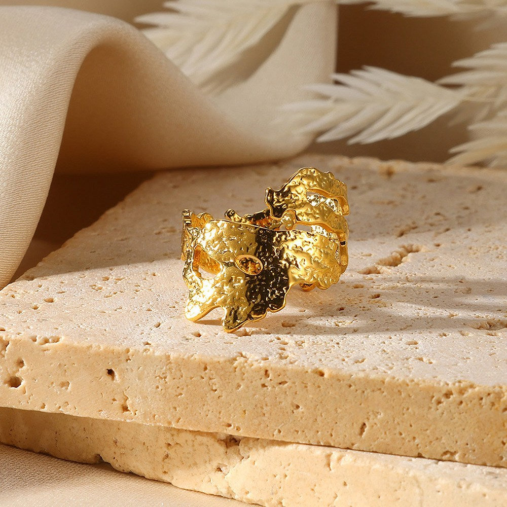 Statement Gold Plated A Symmetrical Nugget Ring