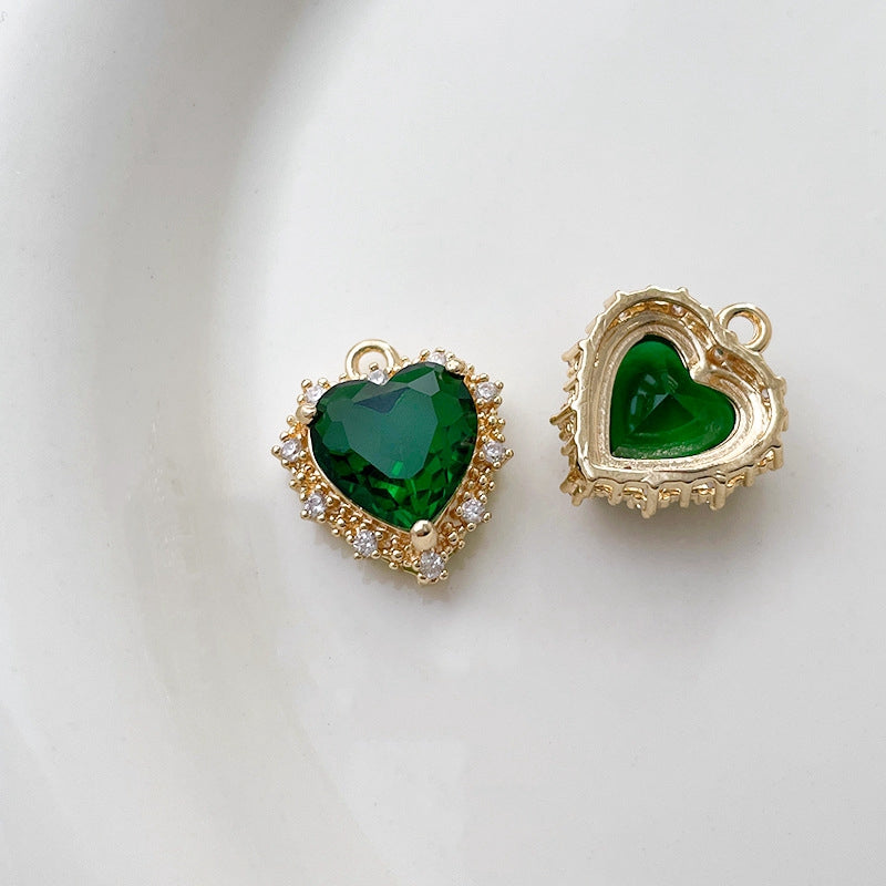 18k Gold Plated Emerald Green Heart Necklace