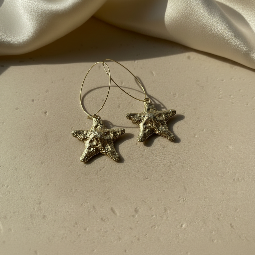 Holiday Star Fish Basketball Hoop Earrings
