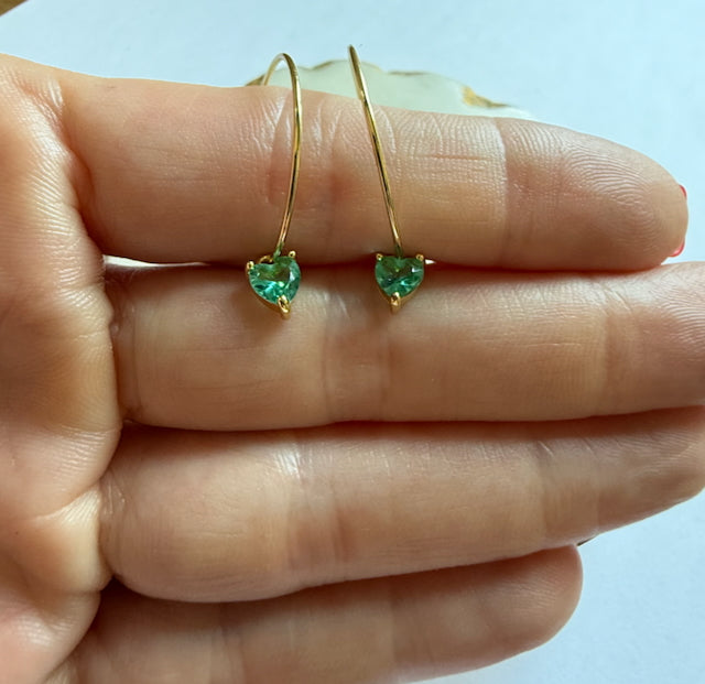 Pretty Green Heart Hoop Earrings