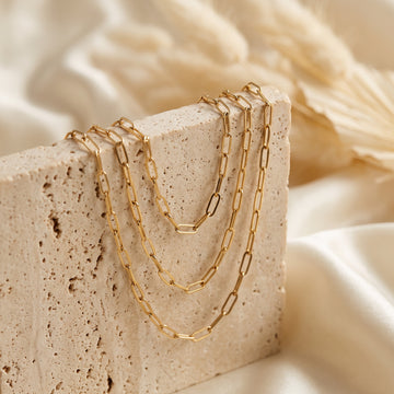 Set Of Three Paperclip Chains (Gold)