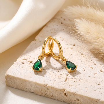 Emerald Green Elegance Huggie Hoop Earrings
