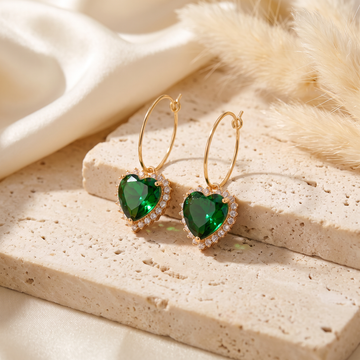 Emerald Green Heart Earrings