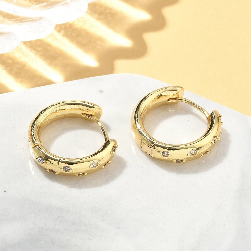 Chunky Cubic Zircon Huggie Earrings