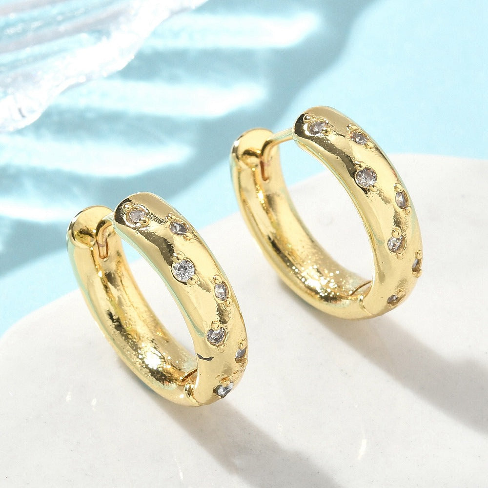 Chunky Cubic Zircon Huggie Earrings