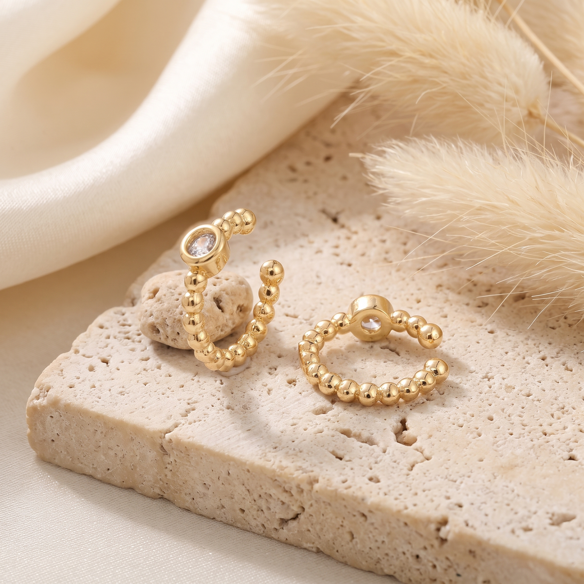 Set of Two Pretty Petite Little Gem Cuff Earrings