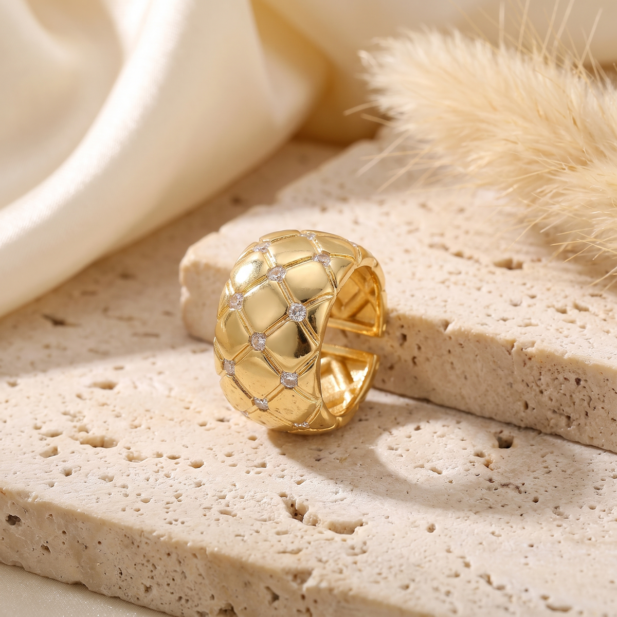 Statement Gold Plated Chunky Rhombus Ring
