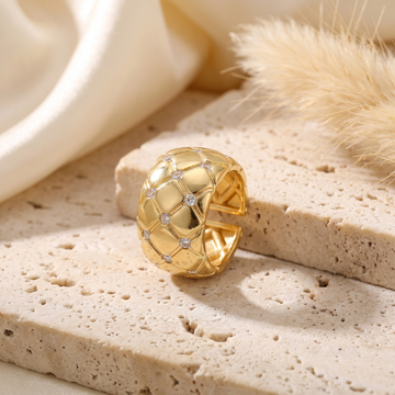 Statement Gold Plated Chunky Rhombus Ring